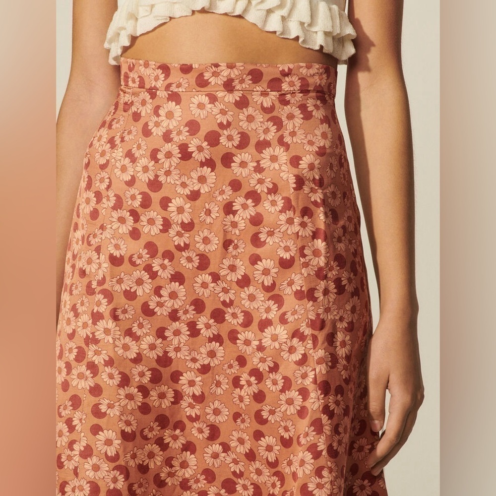SANDRO Pascaline Floral-Print Skirt - Neutrals US Size 4 - Picture 4 of 15